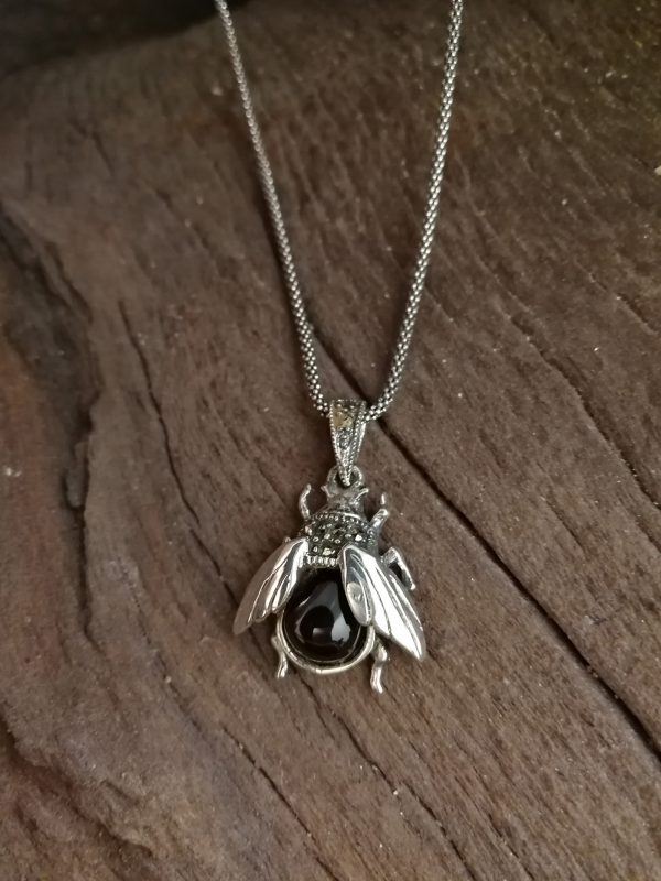 Whit bee pendant with Whitby Jet and Marcasite