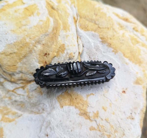Antique Whitby Jet bar brooch.