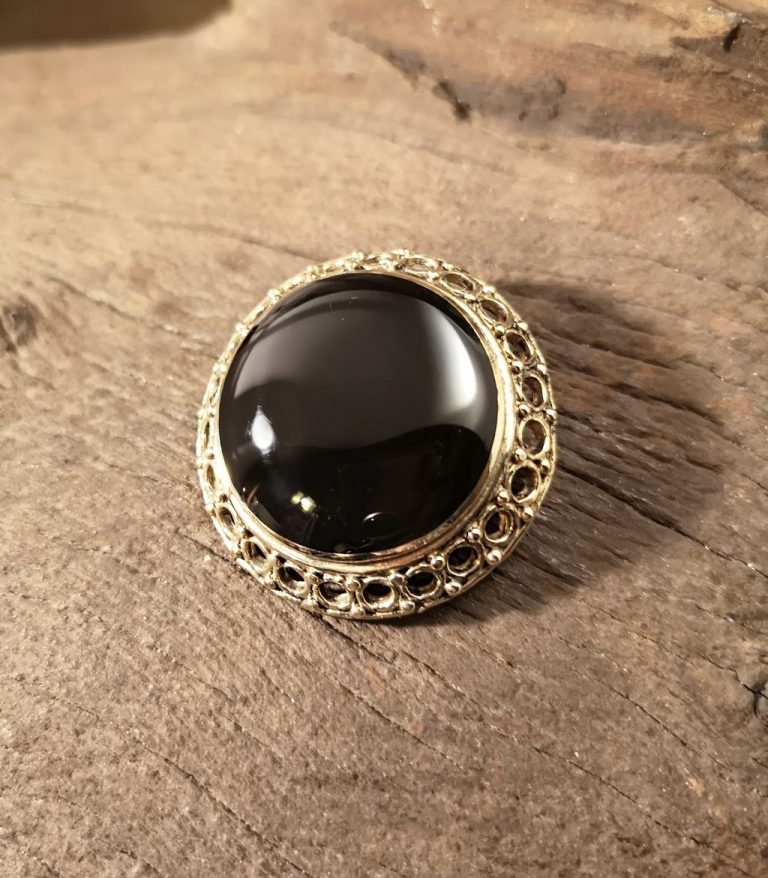 Gold Whitby Jet Brooches