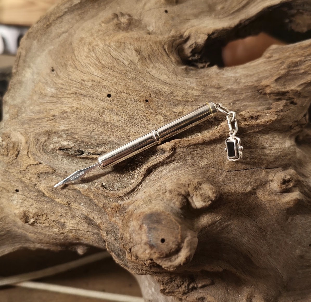 Sterling silver tooth pick with Whitby Jet charm