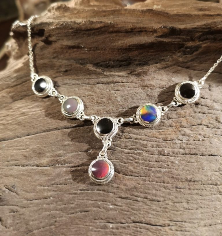 Whitby Jet and Opal Collar
