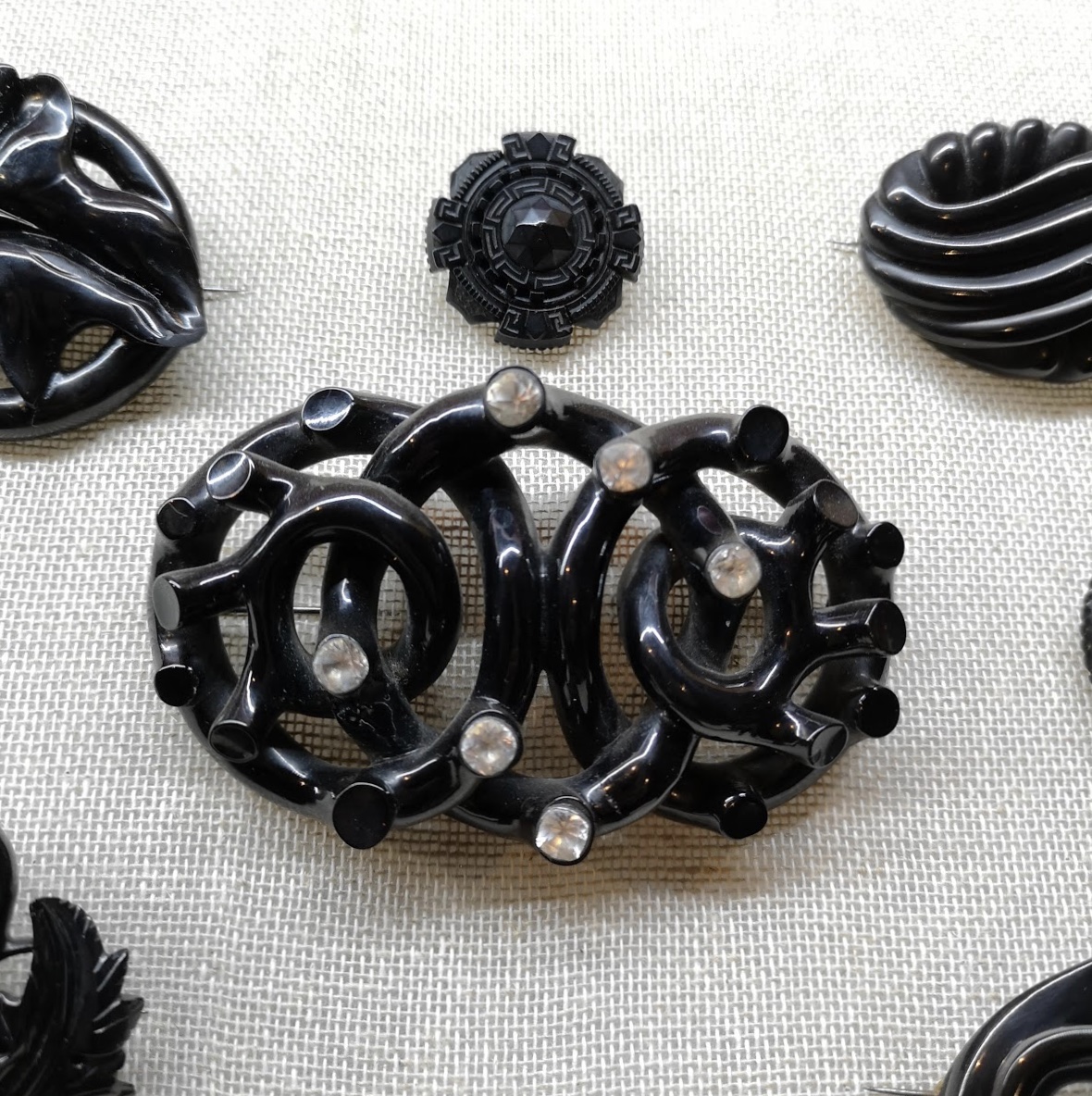 Antique Whitby Jet brooches