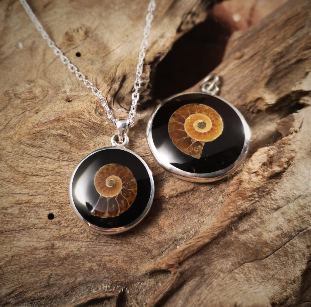 Ammonite Inlay Jewellery | Whitby Jet jewellery | The Ebor Jetworks