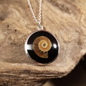 Large round Ammonite Inlay pendant
