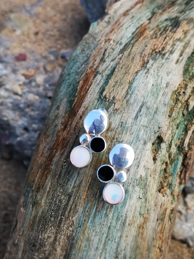 Whitby Jet and man-made wonders bubble earrings