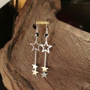Whitby Jet silver star earrings