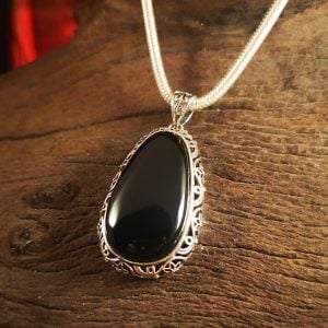 Sterling silver and Whitby Jet pendant.
