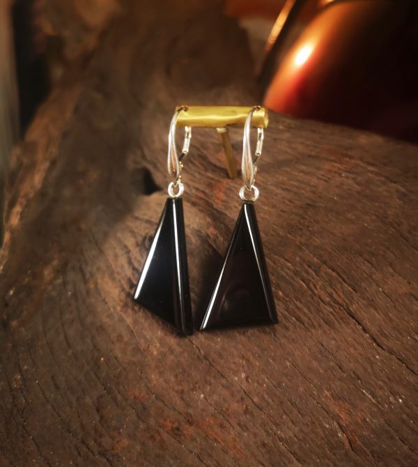 Triangular shaped Whitby Jet earrings.
