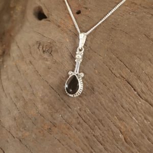 Whitby Jet and sterling silver drop pendant