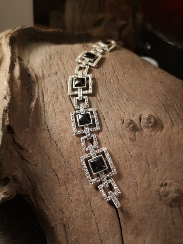 Marcasite and Whitby jet Bracelet, The Deco