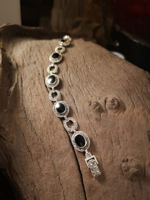 The Grosvenor Whitby jet and marcasite bracelet