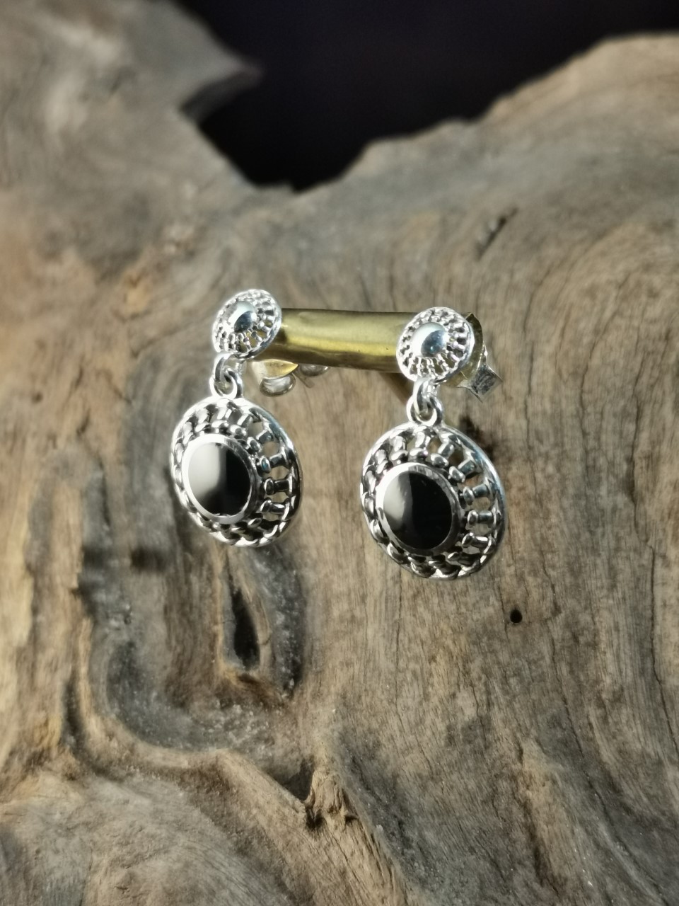 Fancy stud drop earrings The Ebor Jetworks