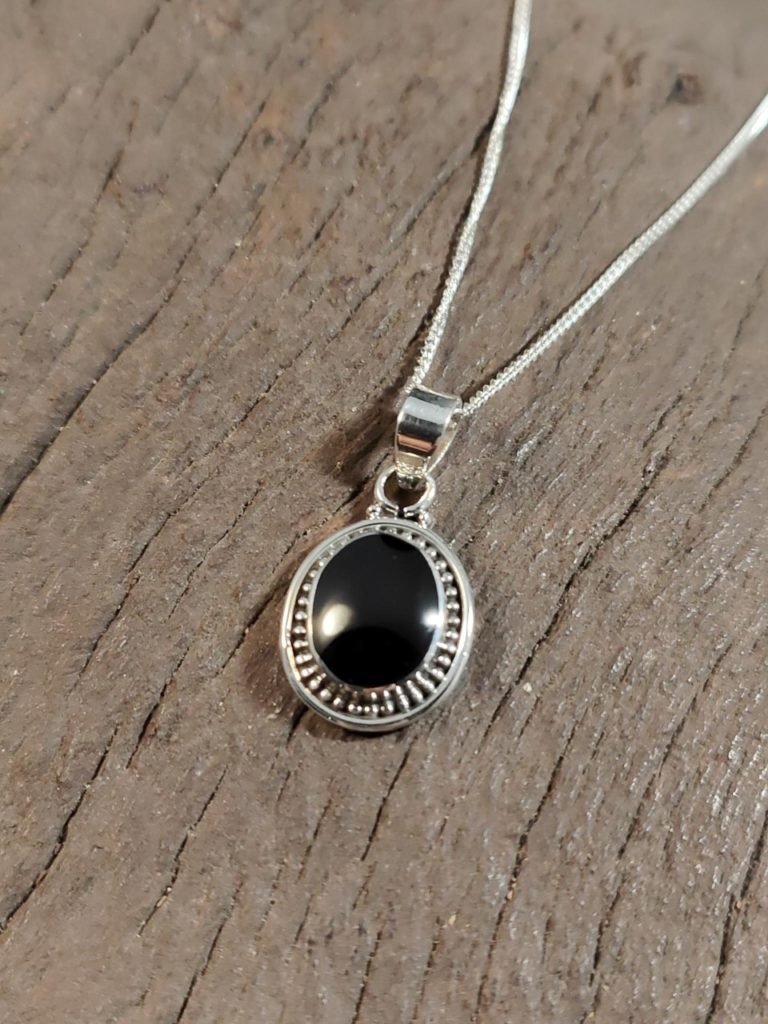 Medium Bead edge oval  pendant
