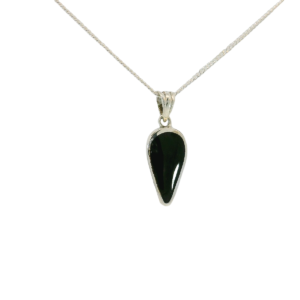 A drop of luck a perfectly balanced point down Whitby jet teardrop pendant.