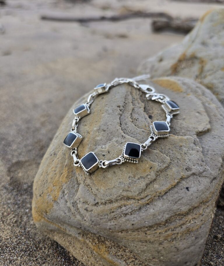 The Half & Half Square Whitby Jet Bracelet