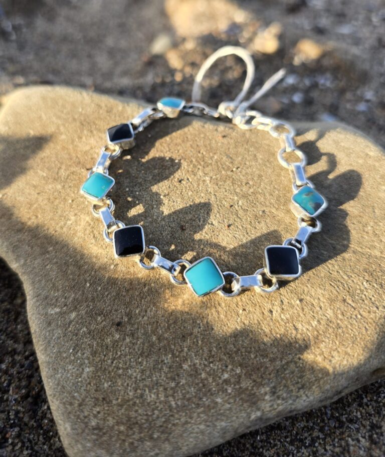 Did Some One Say Jet & Turquoise-Square Bracelet